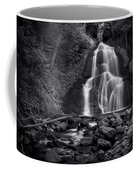 Moss Glen Falls Coffee Mug featuring the photograph Moss Glen Falls - Monochrome by Stephen Stookey