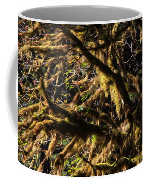 Mossy Trees Coffee Mug featuring the photograph Mossy trees by Bonnie Follett