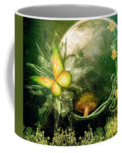 Midnight Coffee Mug featuring the mixed media Moth After Midnight by Ally White