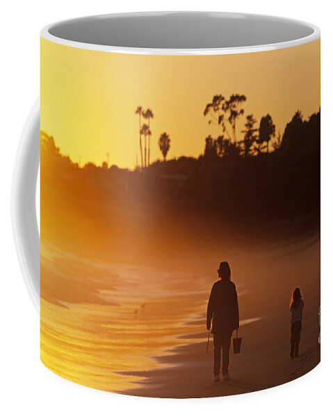 Travel Coffee Mug featuring the photograph Mother and Daughter along Beach by Jim Corwin
