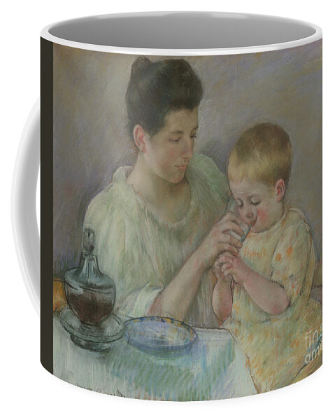 Mother Feeding Child Coffee Mug featuring the pastel Mother Feeding Child by Mary Stevenson Cassatt