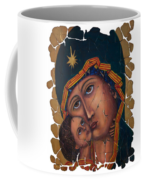 Vladimir Mother Of God Coffee Mug featuring the painting Mother of God by OLena Art