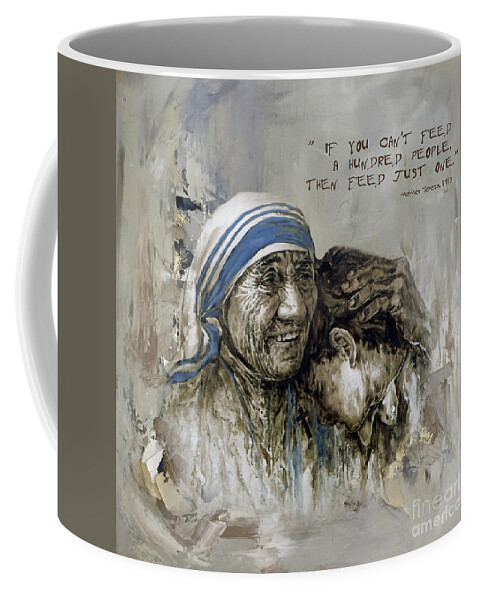 Mother Teresa Coffee Mug featuring the painting Mother Teresa Portrait by Gull G