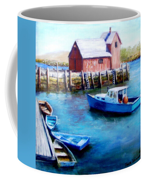 Motif One Coffee Mug featuring the painting Motif One Rockport Harbor by Jack Skinner