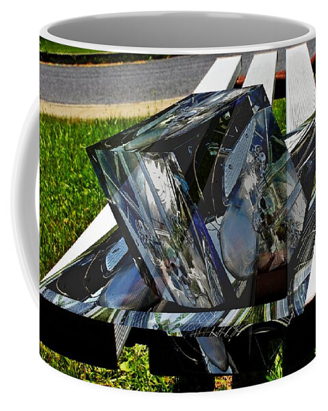 Cars Coffee Mug featuring the digital art Motorcycle and park bench as art by Karl Rose