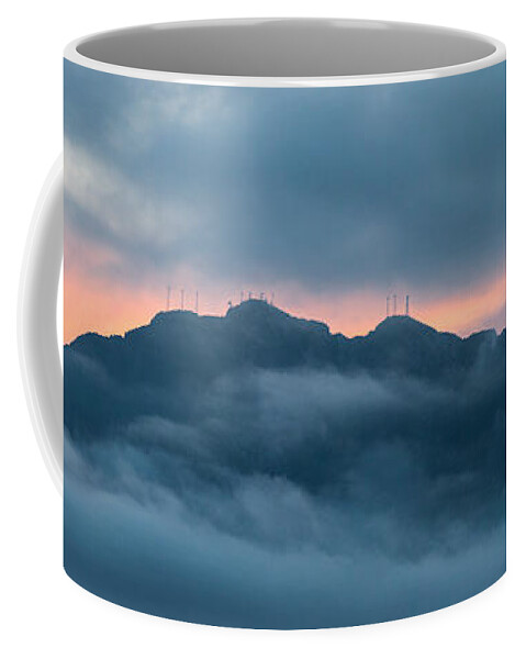 El Paso Coffee Mug featuring the photograph Mount Franklin Stormy Winter Sunset Pano by SR Green