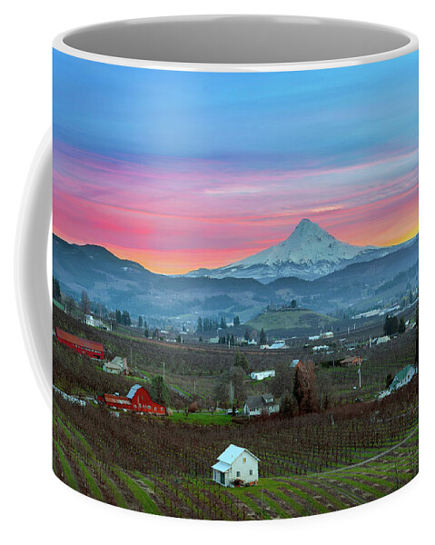 Mount Hood Coffee Mug featuring the photograph Mount Hood over Hood River at Sunset by David Gn