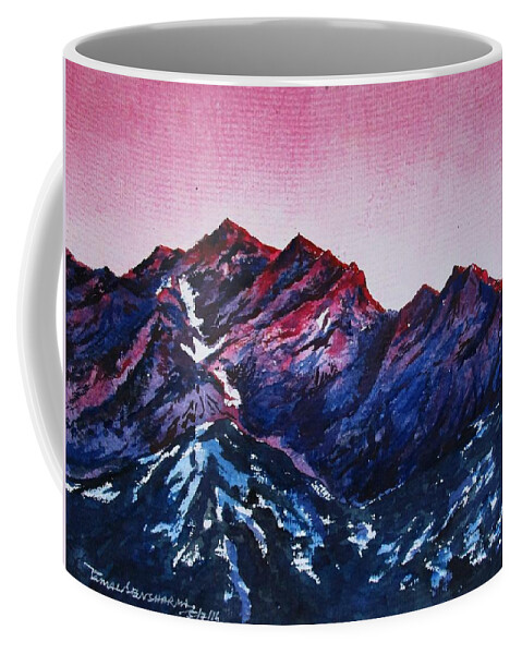 Art Coffee Mug featuring the painting Mountain -1 by Tamal Sen Sharma