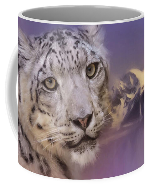 Jai Johnson Coffee Mug featuring the photograph Mountain Guardian Snow Leopard Art by Jai Johnson