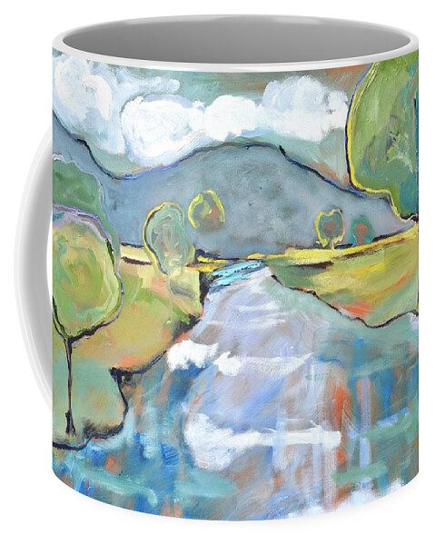 Mountain Coffee Mug featuring the painting Mountain Meditation by Donna Tuten