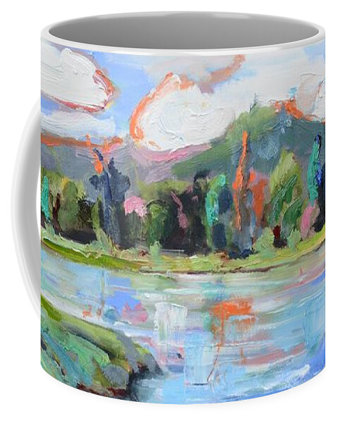 Mountain Coffee Mug featuring the painting Mountain Oasis by Donna Tuten