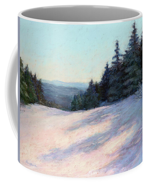 Skiing Coffee Mug featuring the painting Mountain Stillness by Vikki Bouffard