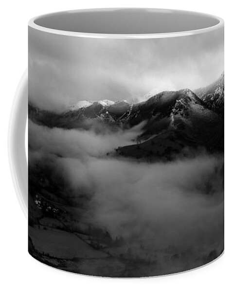 Nature Coffee Mug featuring the photograph Mountains in the cloud black and white by Lukasz Ryszka