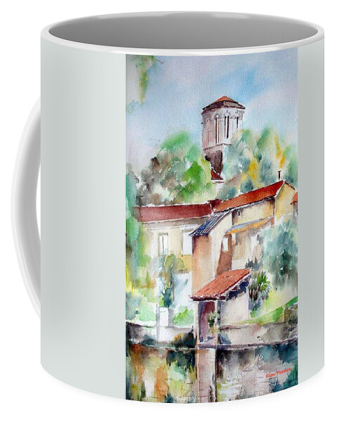  Coffee Mug featuring the painting Mouthier sur Boeme by Kim PARDON