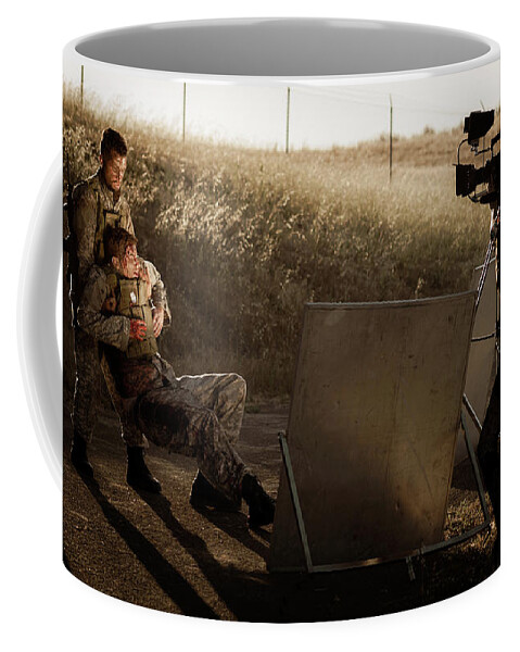 Fotofoxes Coffee Mug featuring the photograph Movie scene by Alexander Fedin