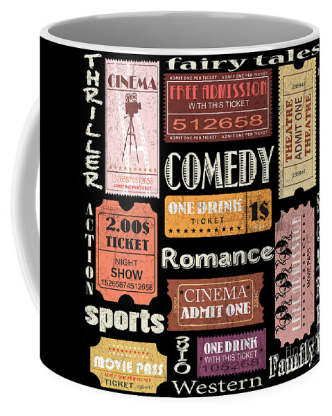 Wall Art Coffee Mug featuring the painting Movie Tickets-JP3517 by Jean Plout