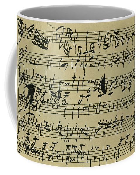 Wolfgang Amadeus Mozart Coffee Mug featuring the drawing Mozart score written when 8 years old by Wolfgang Amadeus Mozart