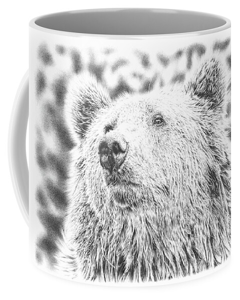 Pencildrawing Coffee Mug featuring the drawing Mr. Bear by Casey 'Remrov' Vormer