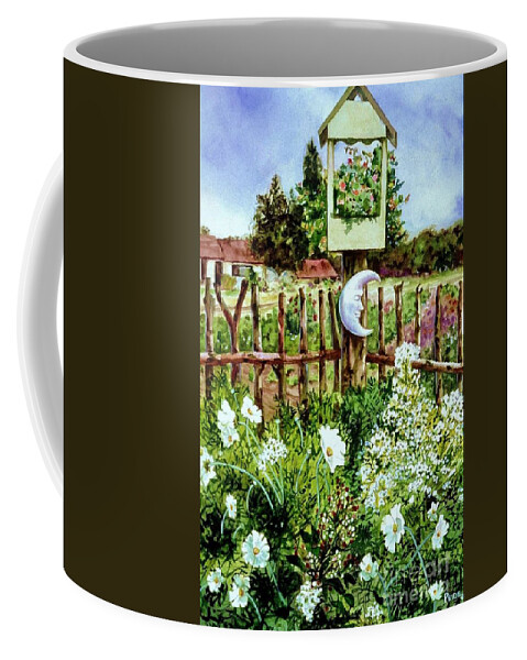 Cynthia Pride Watercolor Paintings Coffee Mug featuring the painting Mr Moon's Garden by Cynthia Pride