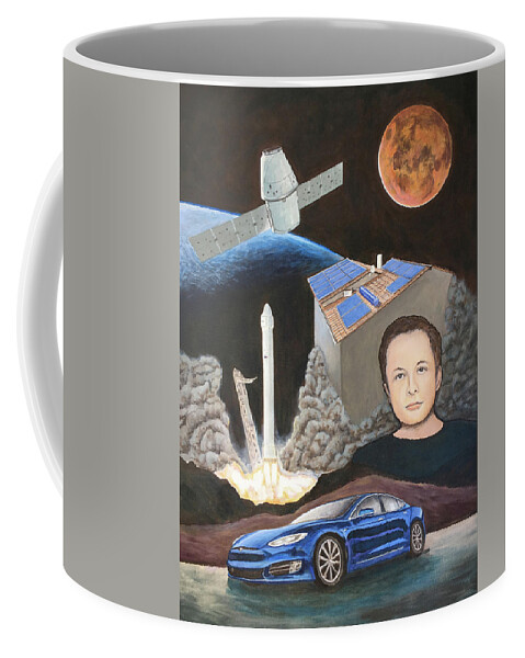 Space Coffee Mug featuring the painting Mr. Musk by Mr Dill