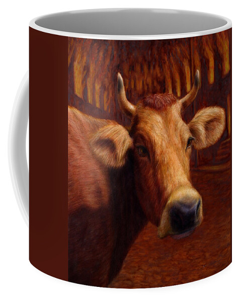 Cow Coffee Mug featuring the painting Mrs. O'Leary's Cow by James W Johnson