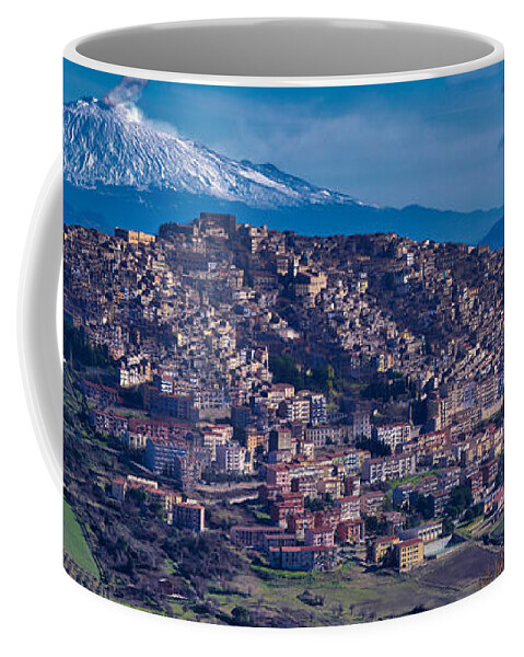 Volcano Coffee Mug featuring the photograph Mt. Etna and Gangi by Richard Gehlbach