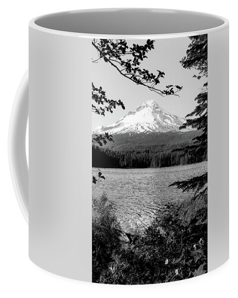 Mt. Hood Coffee Mug featuring the photograph Mt. Hood In Oregon BW by Athena Mckinzie
