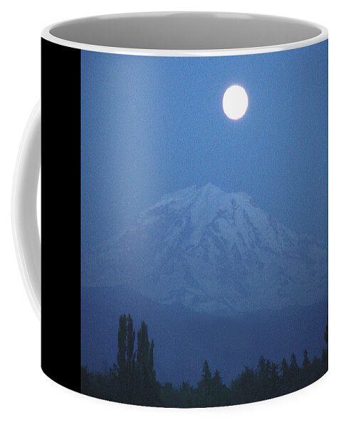 Mt Rainier Coffee Mug featuring the photograph Mt Rainier Full Moon by Shirley Heyn