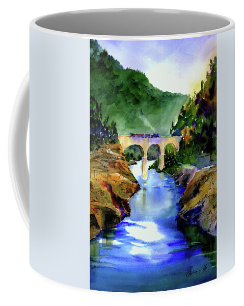 Mountain Quarries Bridge Coffee Mug featuring the painting Mtn Quarries RR Bridge by Joan Chlarson