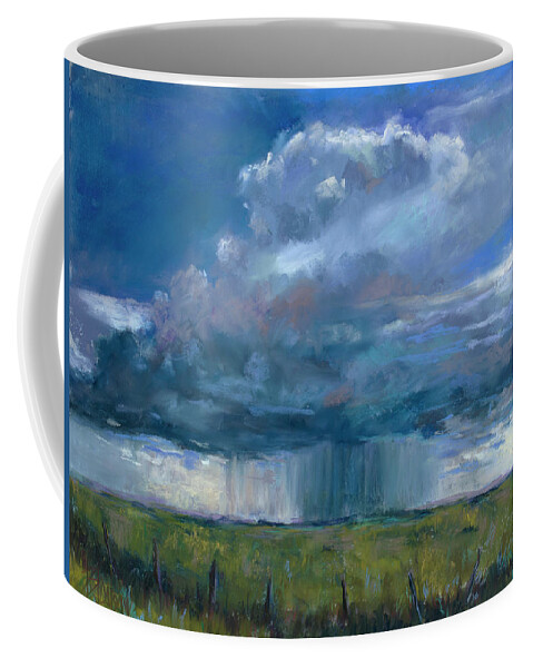 Thunderstorm Coffee Mug featuring the pastel Much Needed Rain by Billie Colson