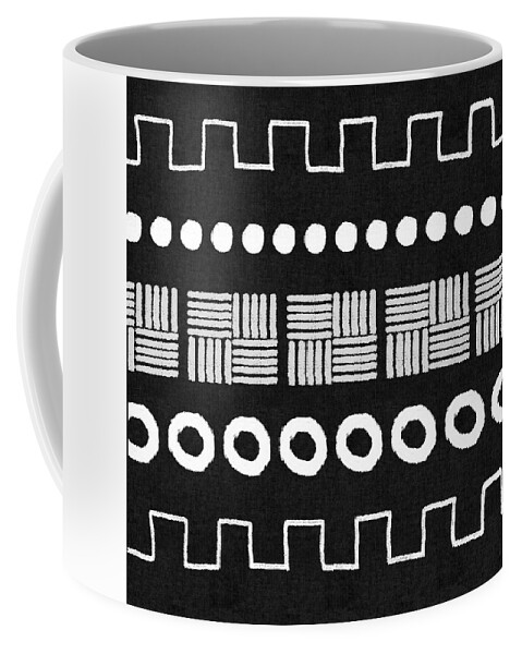 Black Coffee Mug featuring the mixed media Mud Cloth 4- Art by Linda Woods by Linda Woods