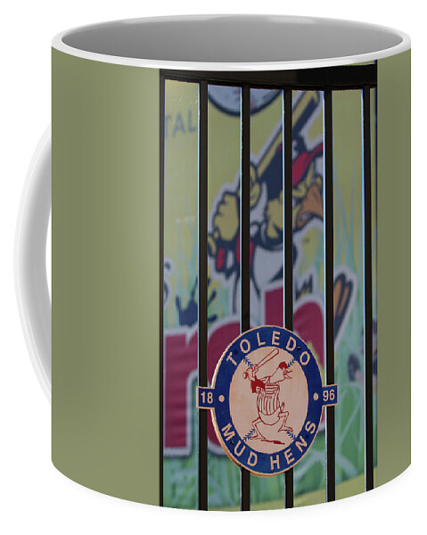 Toledo Mud Hens Coffee Mug featuring the photograph Mud Hens Gate Sign 5663 by Jack Schultz