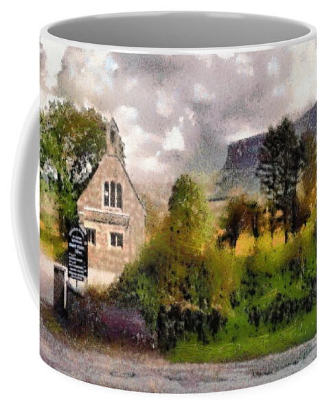 Landscape Coffee Mug featuring the digital art Mullaghnaneane Church and Ben Bulben by Charmaine Zoe