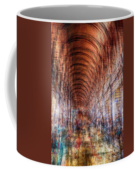 Arch Coffee Mug featuring the photograph multiple exposure of Dublin public library by Ariadna De Raadt