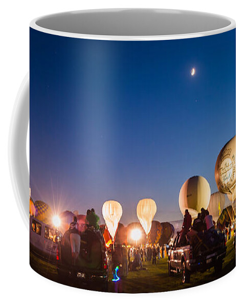 Multiple Hot Air Balloons Coffee Mug featuring the photograph Multiple Hot air Balloons night glow by Charles McCleanon