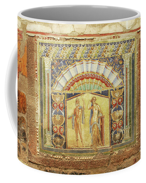 Ancient Coffee Mug featuring the photograph Mural at Hercaluneum by Patricia Hofmeester