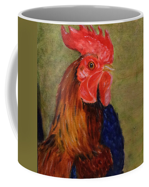 Rooster Coffee Mug featuring the painting Murray by Paula Emery