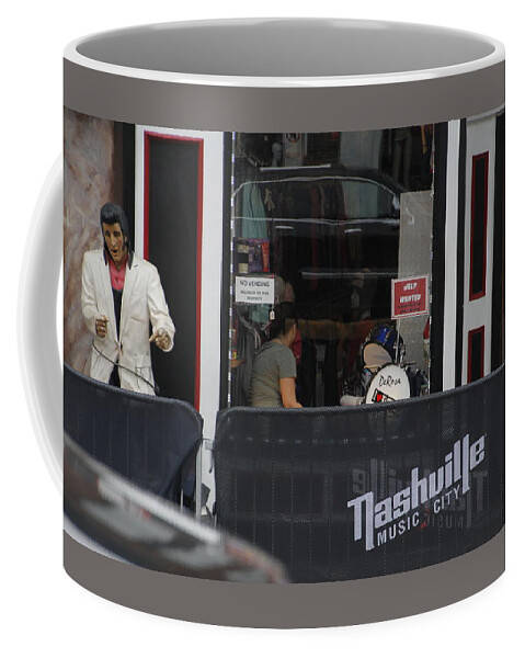 Nashville Music City Sign Coffee Mug featuring the photograph Music City Elvis by Valerie Collins