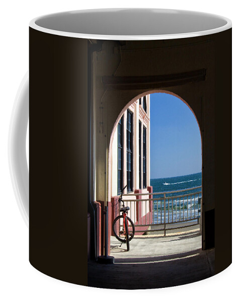 Music Pier Doorway View Coffee Mug featuring the photograph Music Pier Doorway View by Carolyn Derstine