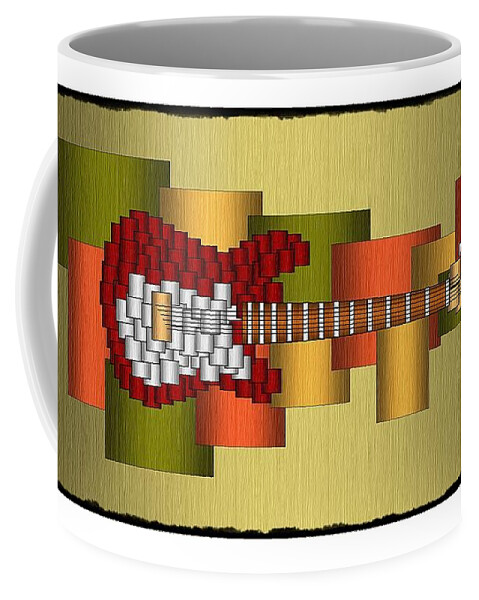Music Coffee Mug featuring the digital art Music Series Horizontal Guitar Abstract by Terry Mulligan