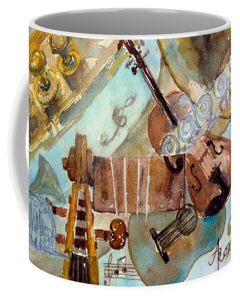 Music Coffee Mug featuring the painting Music Shop by Anna Ruzsan