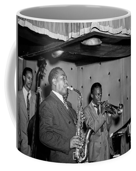 Charlie Parker Coffee Mug featuring the photograph Music's Golden Era - Charlie Parker And Miles Davis 1947 by Mountain Dreams