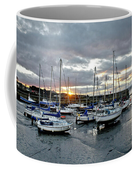 Musselburgh Coffee Mug featuring the photograph Musselburgh marina in the sunset. by Elena Perelman