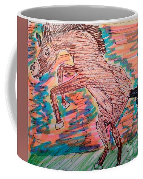 Horse Coffee Mug featuring the mixed media Mustang by Andrew Blitman