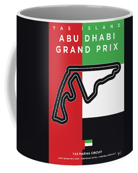Yas Coffee Mug featuring the digital art My Abu Dhabi Grand Prix Minimal Poster by Chungkong Art