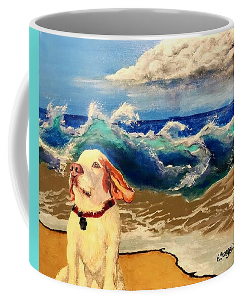 Dog Paintings Coffee Mug featuring the painting My Dog and the Sea #1 - Beagle by Esperanza Creeger