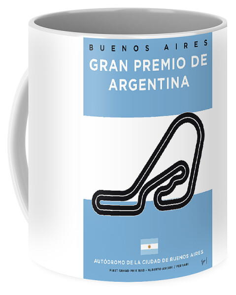 Buenos Coffee Mug featuring the digital art My F1 Buenos Aires Race Track Minimal Poster by Chungkong Art