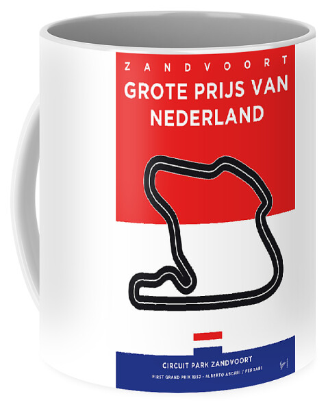 Dutch Coffee Mug featuring the digital art My F1 ZANDVOORT Race Track Minimal Poster by Chungkong Art