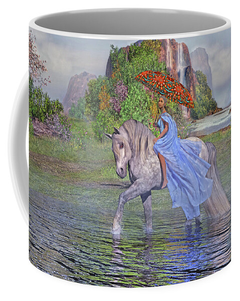 Horse Coffee Mug featuring the digital art My Favorite Time of the Day by Betsy Knapp
