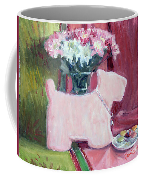 Pink Dog Coffee Mug featuring the painting My Flat in Paris by Candace Lovely